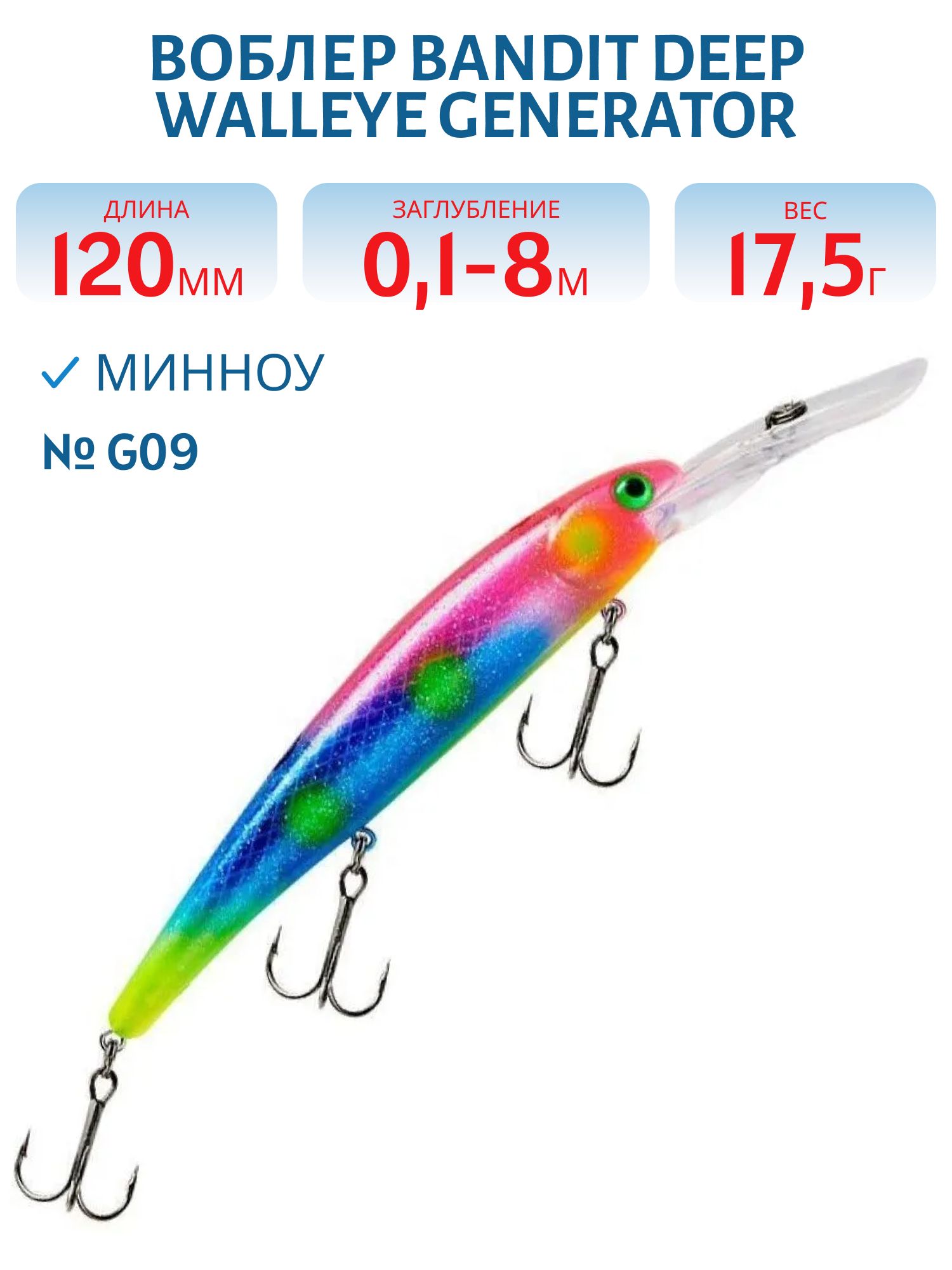 Воблер BANDIT DEEP WALLEYE GENERATOR G09
