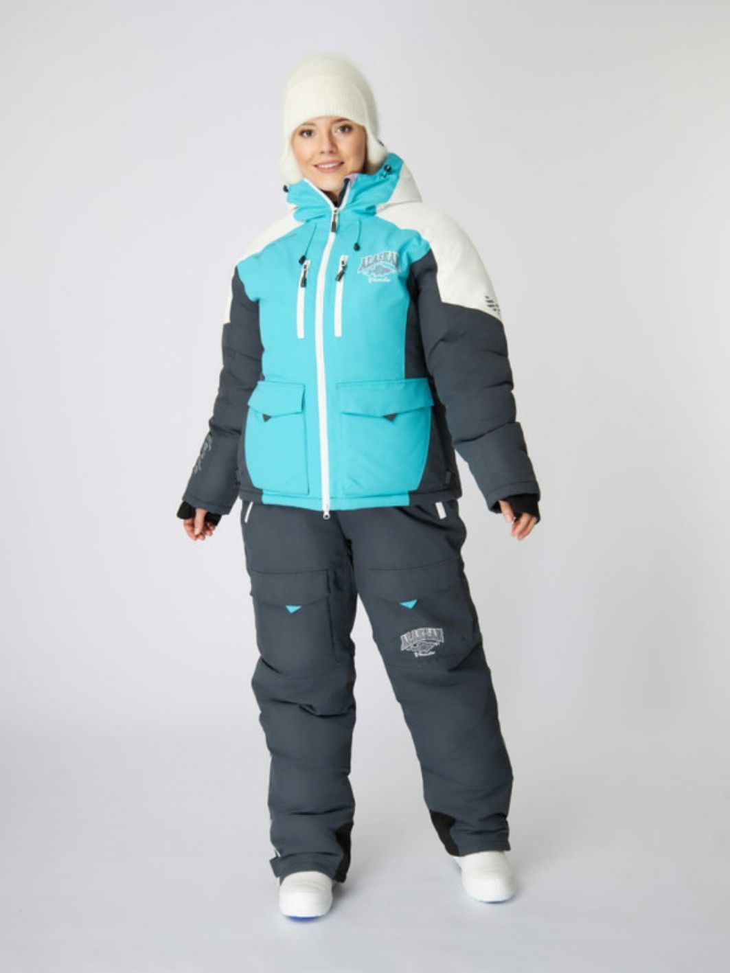 Костюм зимний Alaskan Vanda женский L белый/голубой/серый (куртка+полукомбинезон) м