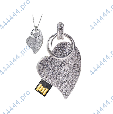 Накопитель USB-Flash,  16Gb S010/сердце-кулон,  серебро
