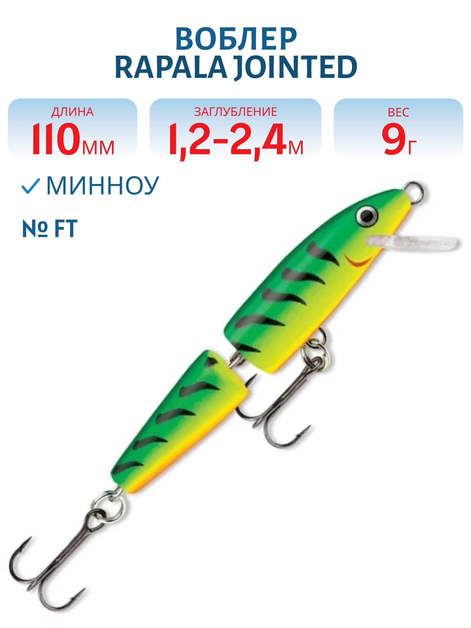 Воблер Rapala Jointed 11 /FT