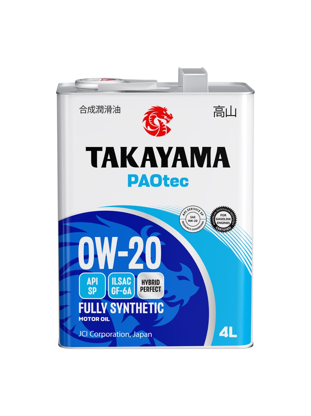 TAKAYAMA PAOtec SAE 0W20 ILSAC GF-6A API SP  4л синтетическое моторное масло