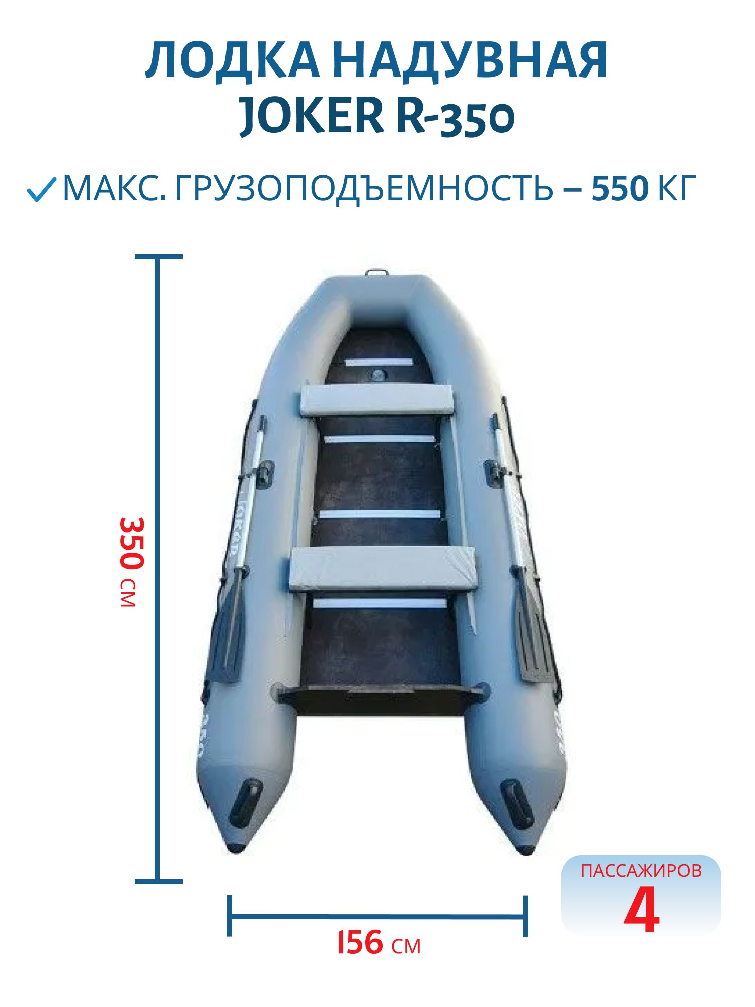 Лодка JOKER R-350 сине-серая