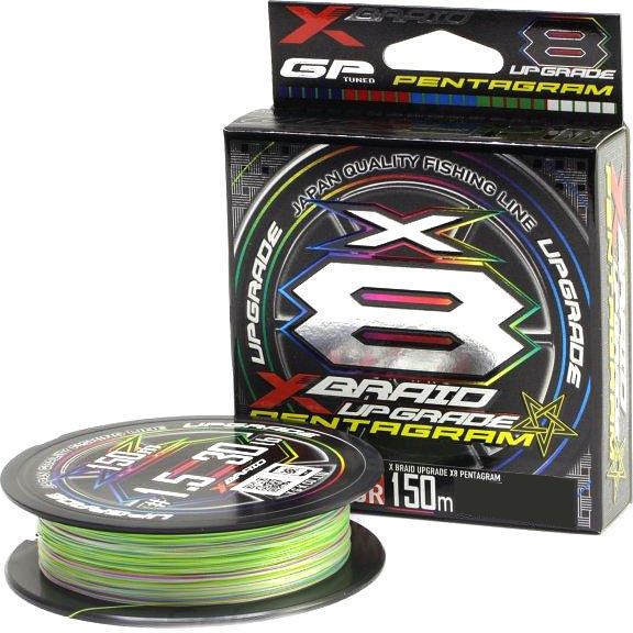 Шнур YGK X-Braid Upgrade X8 Pentagram 150м Multicolor #1.5,  0.205мм,  30lb,  13.5кг