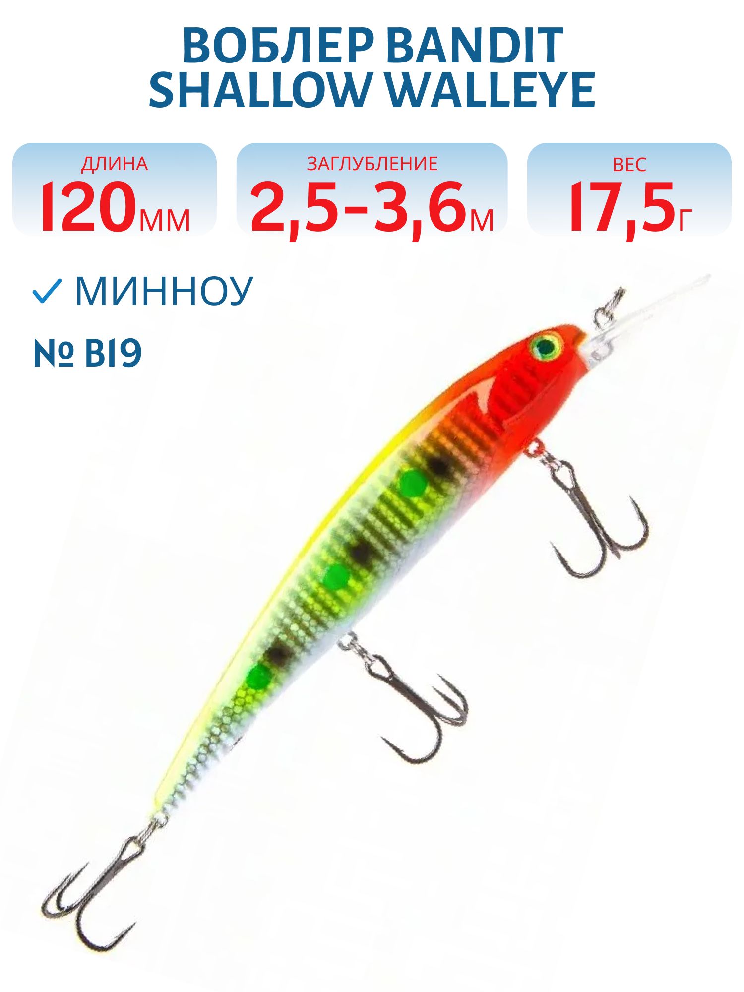 Воблер BANDIT SHALLOW WALLEYE B19