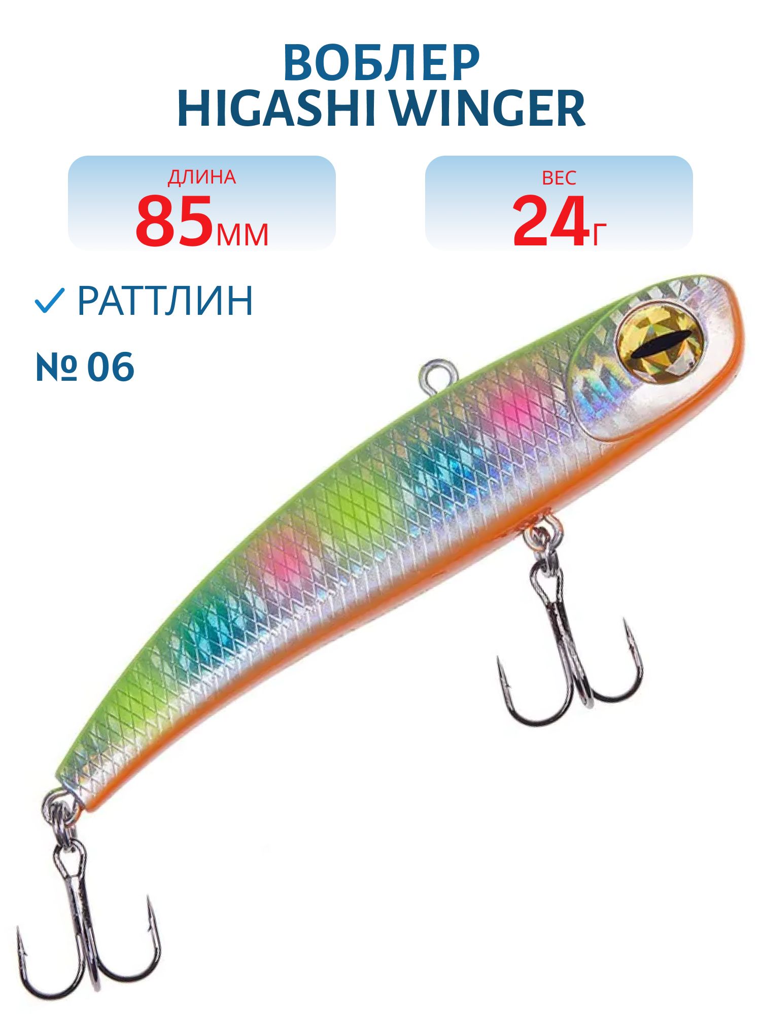 Раттлин HIGASHI Winger 85mm 24g (#06)