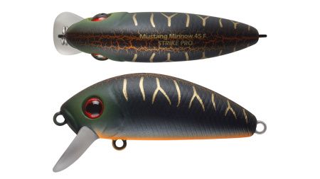 Воблер Минноу Strike Pro Mustang Minnow 45,  45 мм,  4, 5 гр,  Загл. 0, 2м.-0, 5м.,  Плавающий,  цвет: A208S Black Mat Tiger,  (MG-002F#A208S)