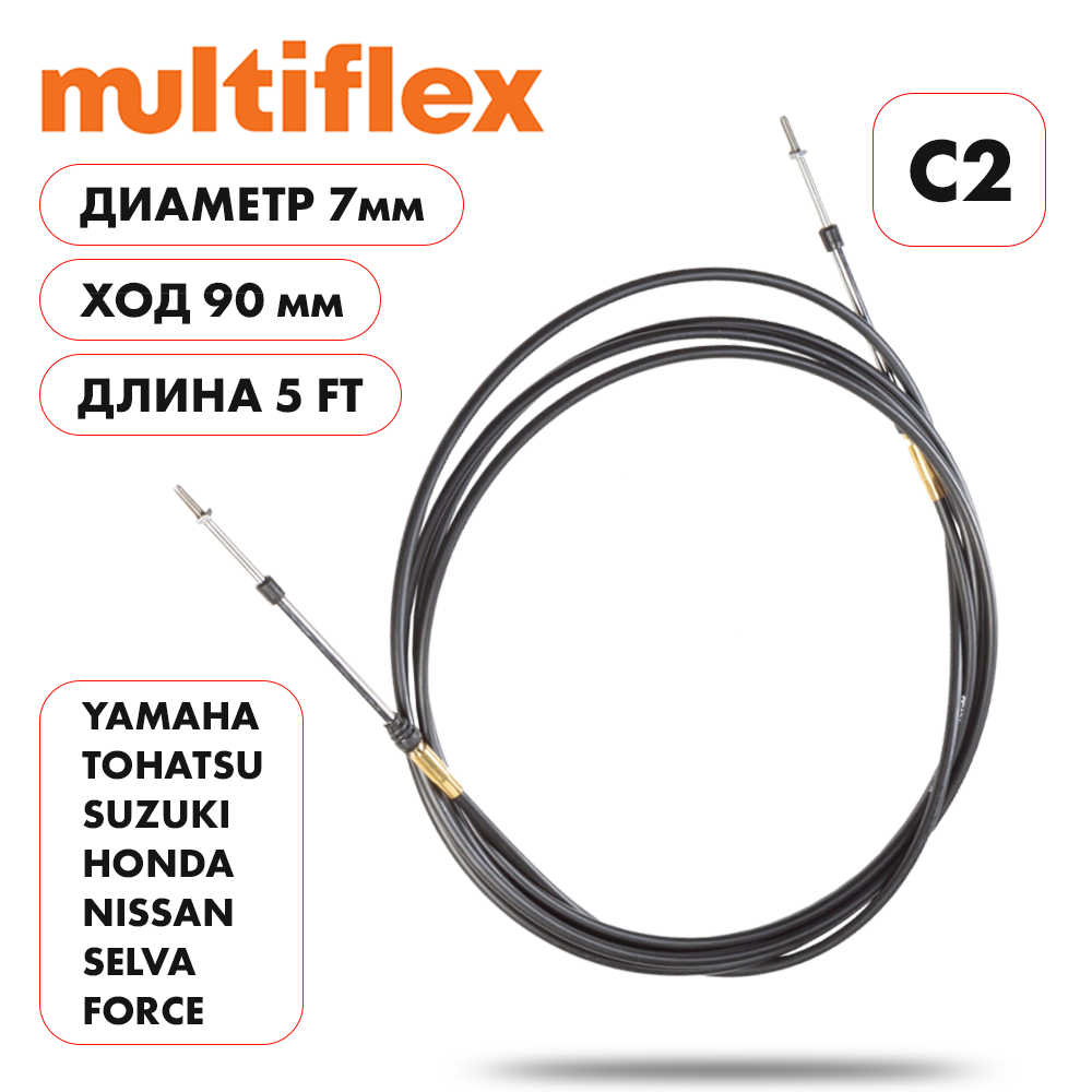 Боуден C2 Multiflex 5 футов (1, 52 метра) газ/реверс (2 Шт.) EC-033C-05-DB_02