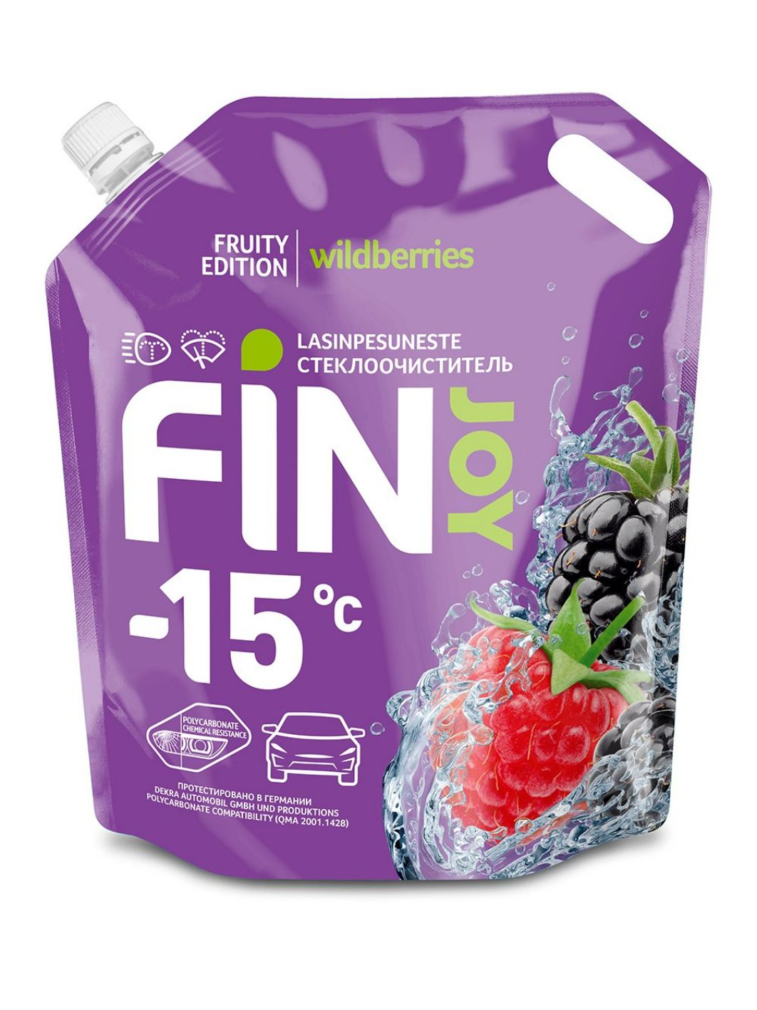 Очиститель стекла FIN JOY FRUITY wildberries -15*С 3л дой-пак зимний