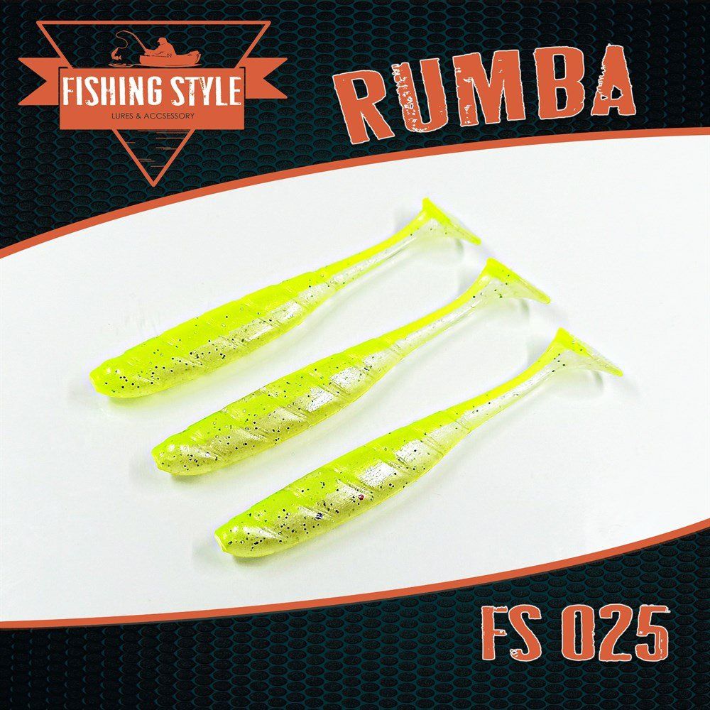 Силиконовая приманка RUMBA 8, 5"(216 мм) уп.3 шт.#025 Shiny Lime