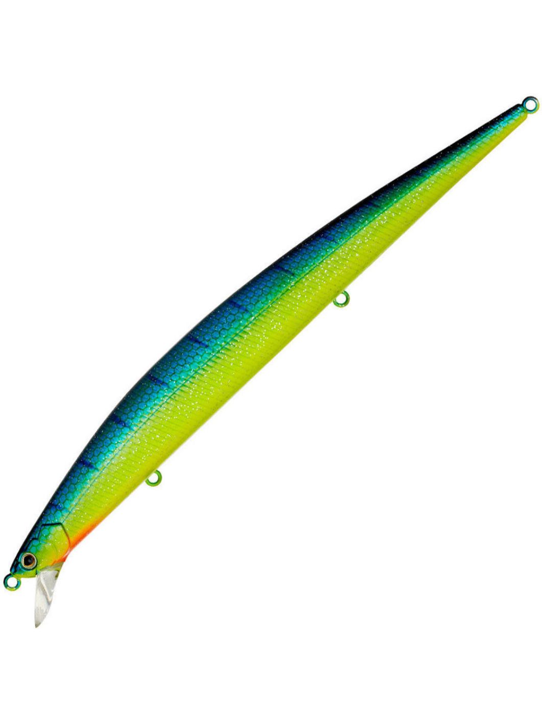 Воблер Минноу Strike Pro Koffana 175F,  175 мм,  27, 4 гр,  Загл. 0, 5м.-1, 5м.,  Плавающий,  цвет: C063F Blue-yellow Tiger Sparkles,  (EG-145B-F#C063F)