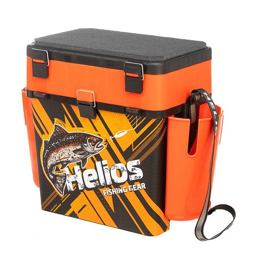 Ящик рыболовный зимний FishBox TROUT оранжевый,  с карманами (HS-FB-IML-19-O) Helios