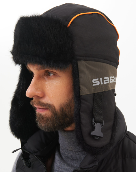 Шапка ушанка зимняя Huntsman Siberia ткань Breathable цвет Хаки/Черный иск. мех Норка (Размер 58-60)