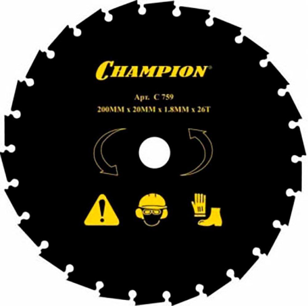 Нож для мотокос дисковый Ø200*20мм 26 зубьев долотообразных CHAMPION C5109