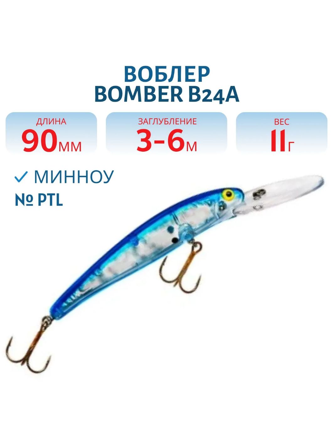 Воблер BOMBER B24A PTL