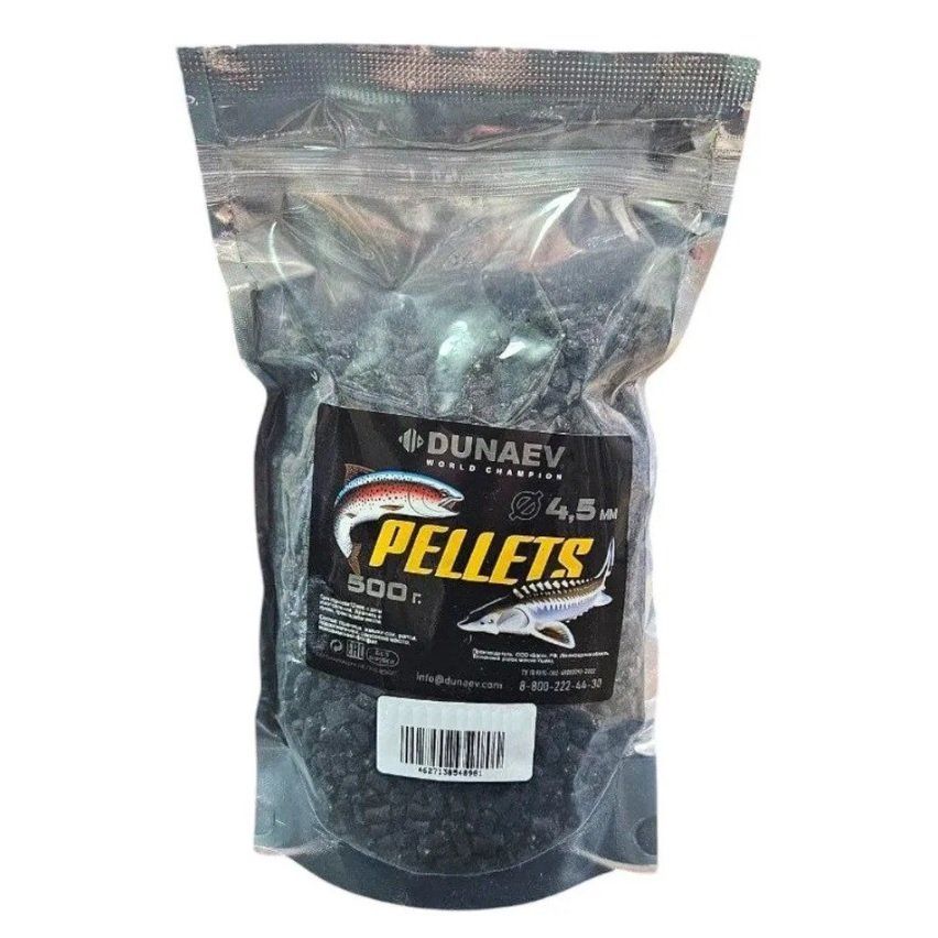 Прикормка "DUNAEV TROUT-PELLETS" 0.5кг,  4.5мм ЧЕРНАЯ  