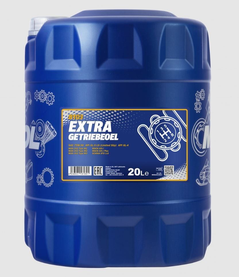 MANNOL Extra Getriebeoel 75W90 GL-4/GL-5 LS 8103 20л синтетическое трансмиссионное масло