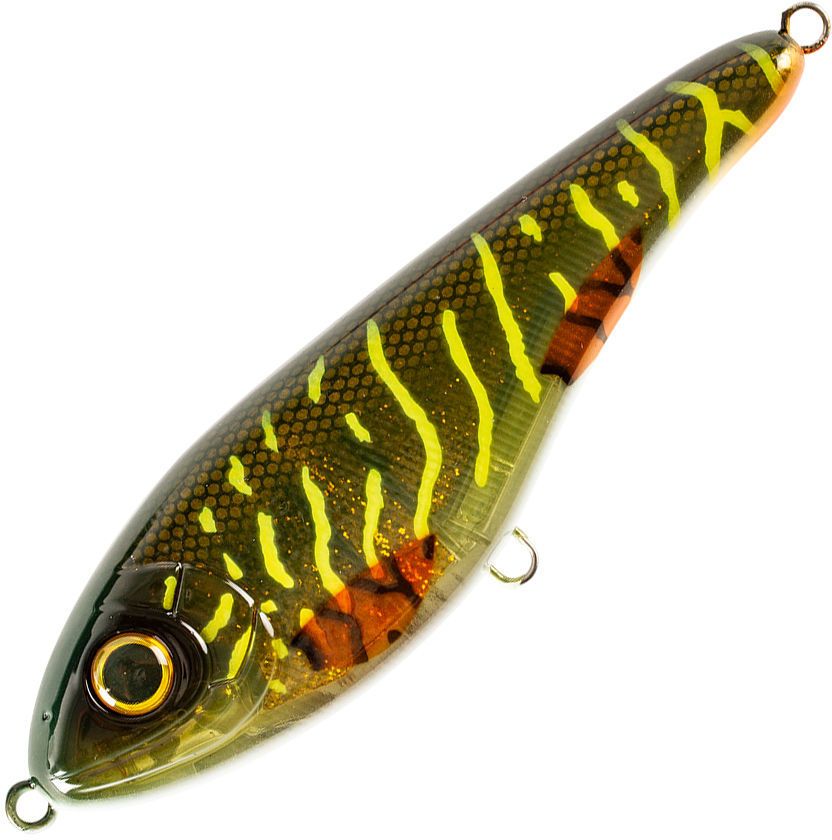 Воблер Джеркбейт Strike Pro Buster Jerk II Shallow Runner,  120 мм,  37 гр,  Загл. 0, 3м.-2, 0м.,  Медленно всплывающий,  цвет: C755G-UV Green Motoroil Pike UV,  (EG-049#C755G-UV)