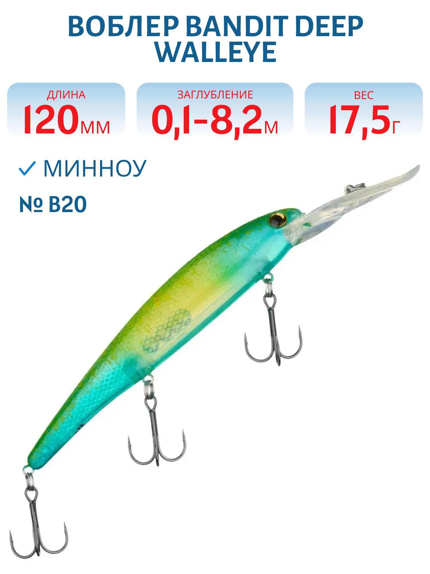 Воблер BANDIT DEEP WALLEYE B20