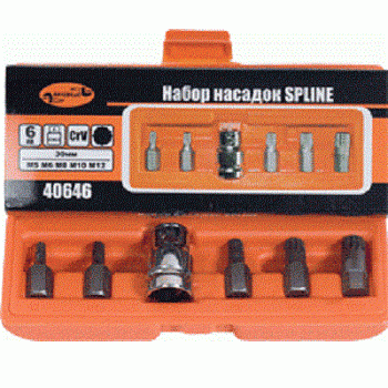 Набор бит 6пр. (SPLINE) М5*М12 L30мм кейс АвтоДело 40646