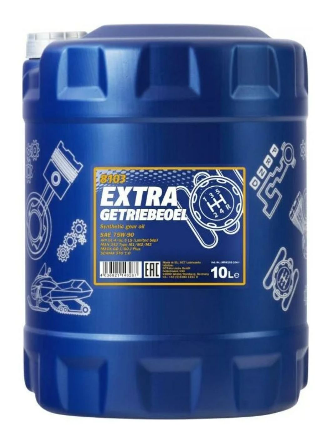 MANNOL Extra Getriebeoel 75W90 GL-4/GL-5 LS 8103 10л синтетическое трансмиссионное масло