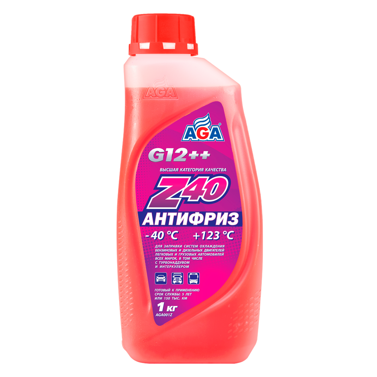 Антифриз AGA Z40 G-12++ 1 кг. красный