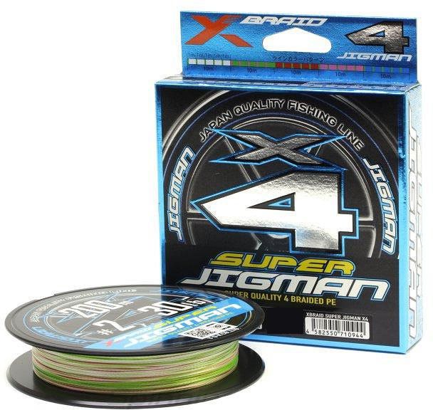 Шнур YGK X-Braid Super Jigman X4 200м Multicolor #2.0,  0.235мм,  30lb,  13.5кг