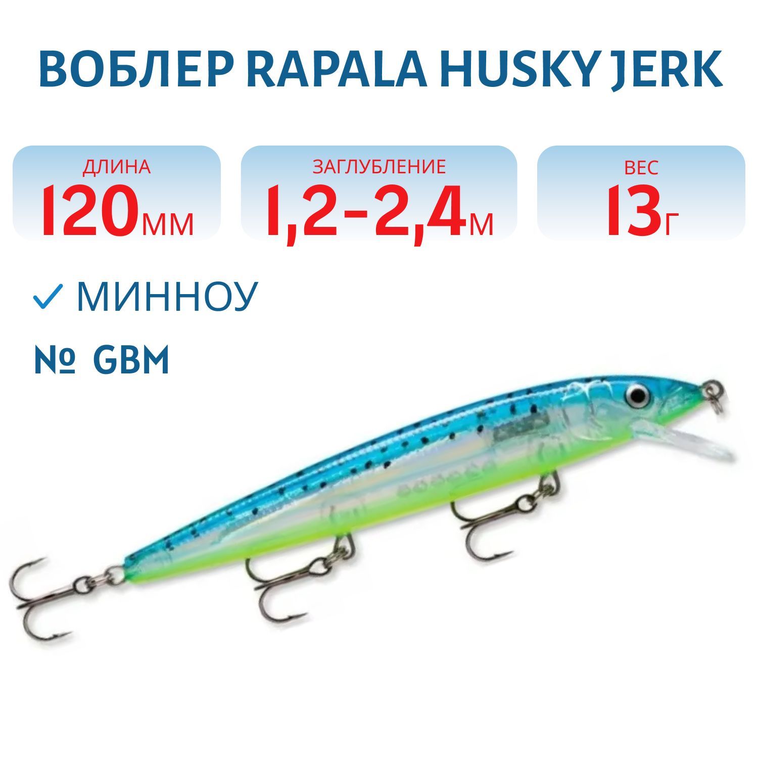 Воблер Rapala Husky Jerk 12 /GBM