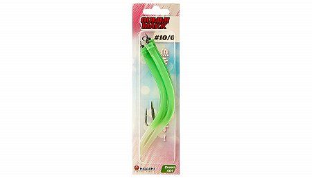 Крючок оснащенный кембриком HIGASHI Gummi Makk #10/0  (set-3pcs) (#04 Green)