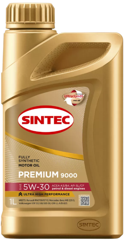 SINTEC PREMIUM 9000 5W30 A3/B4 1L синтетическое моторное масло