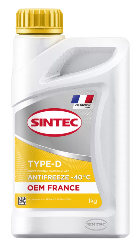 Антифриз SINTEC OEM FRANCE TYPE-D YELLOW 1кг желтый