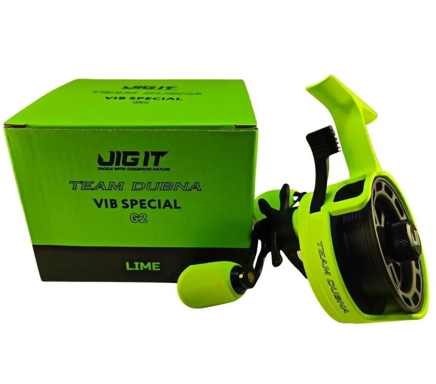 Катушка зимняя Jig It Team Dubna Vib Special G2 LIME,  right hand