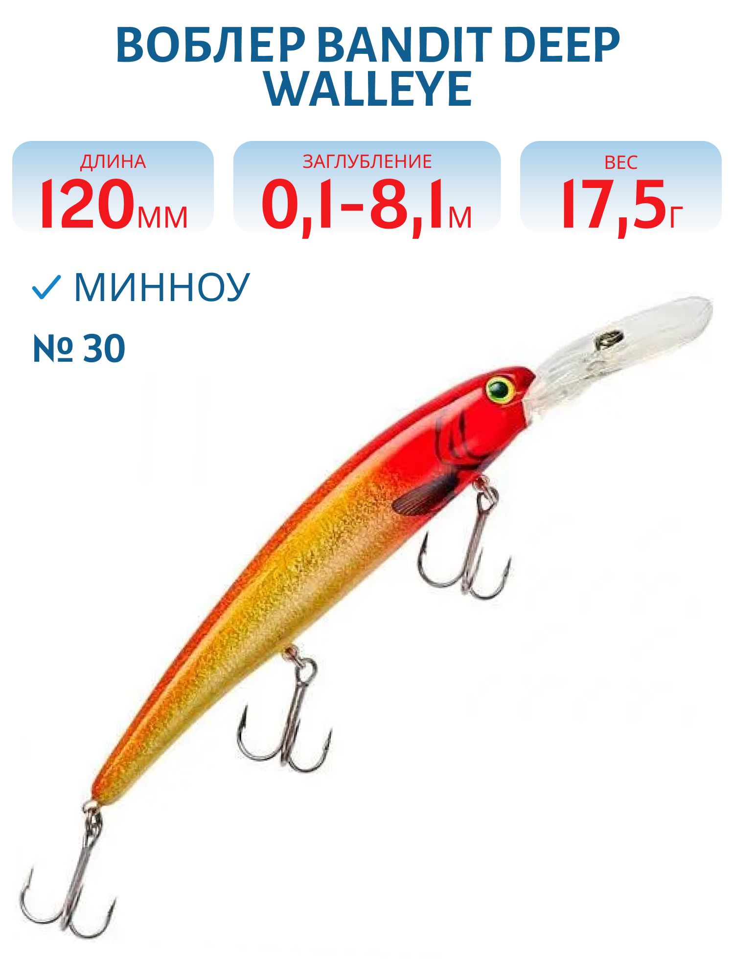 Воблер BANDIT DEEP WALLEYE 30