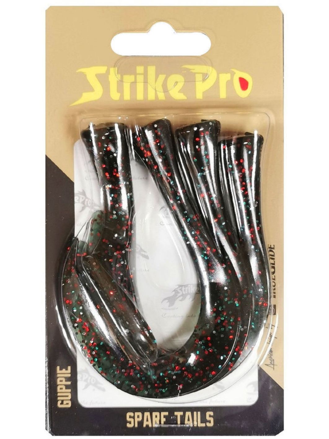 Хвост силиконовый для Strike Pro Guppie,  цвет: Mossgreen Glitter 3 твистера + риппер