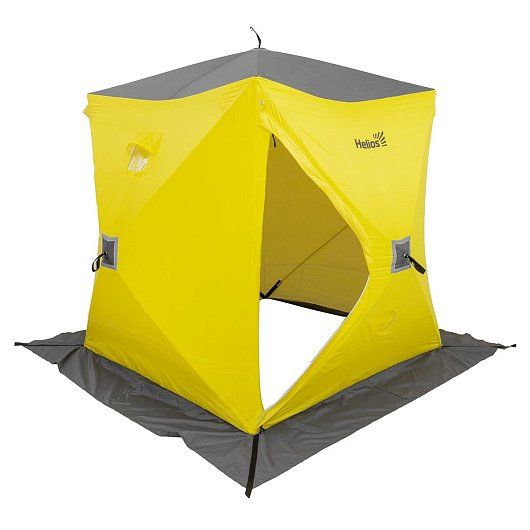 Палатка зимняя утепленная Куб Premium 1, 8х1, 8 желтый/серый (HS-WSCI-P-180YG) Helios