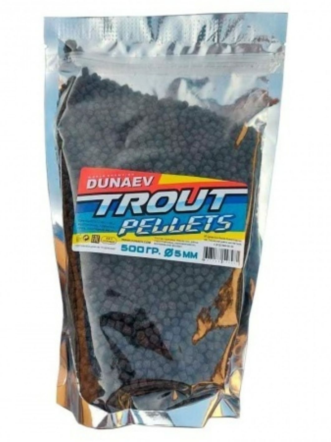 Прикормка "DUNAEV TROUT-PELLETS" 0.5кг,  4.5мм ЧЕРНАЯ  