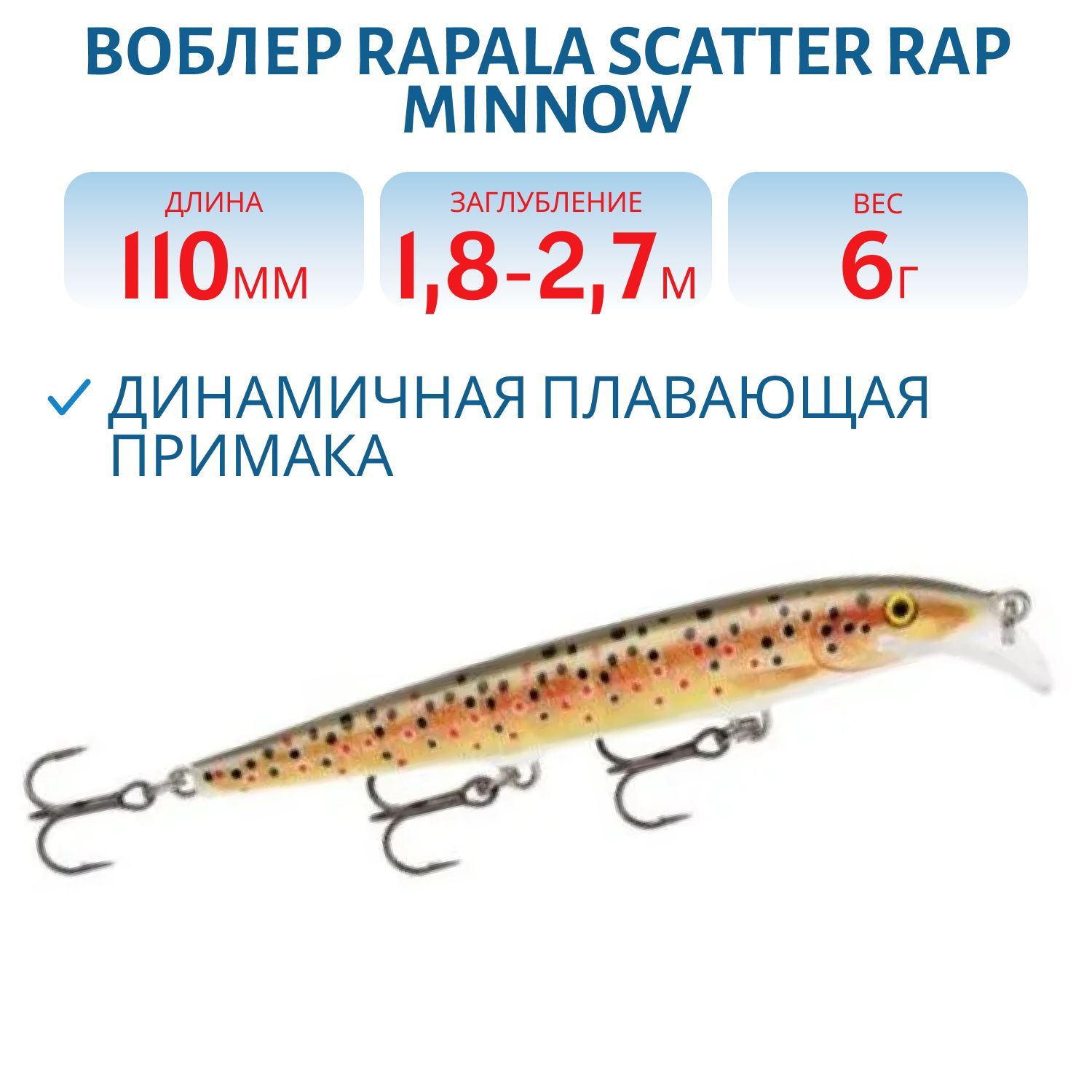 Воблер Rapala Scatter Rap Minnow 11 /TR