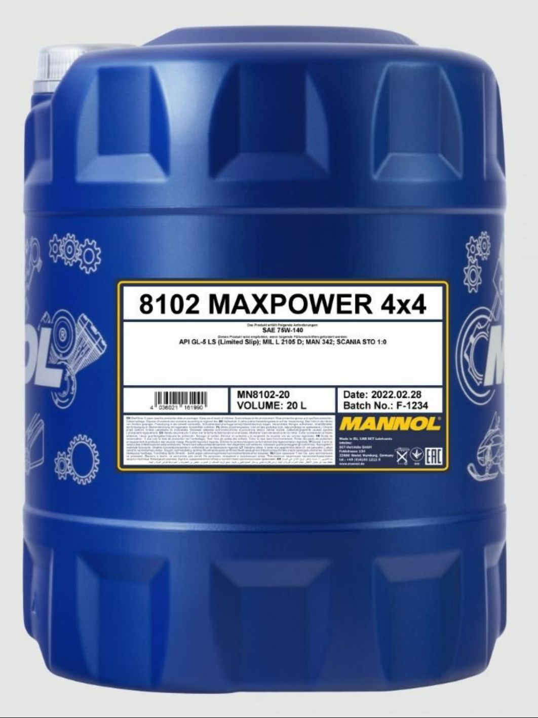 MANNOL Maxpower 75W140 GL-5 8102 20л синтетическое трансмиссионное масло