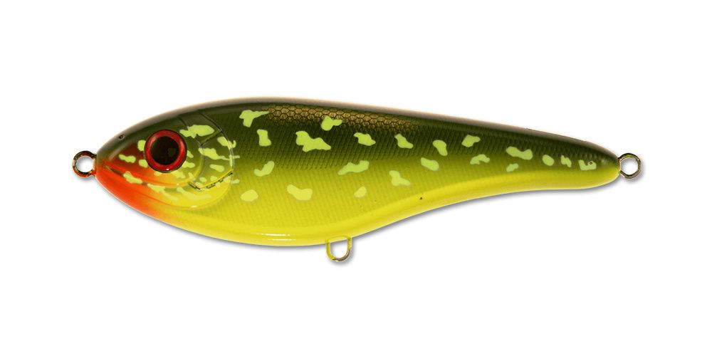 Воблер Джеркбейт Strike Pro Buster Jerk Sinking,  150 мм,  75 гр,  Загл. 0, 5м.-4, 0м.,  Тонущий,  цвет: C202F Hot Pike,  (EG-048#C202F)