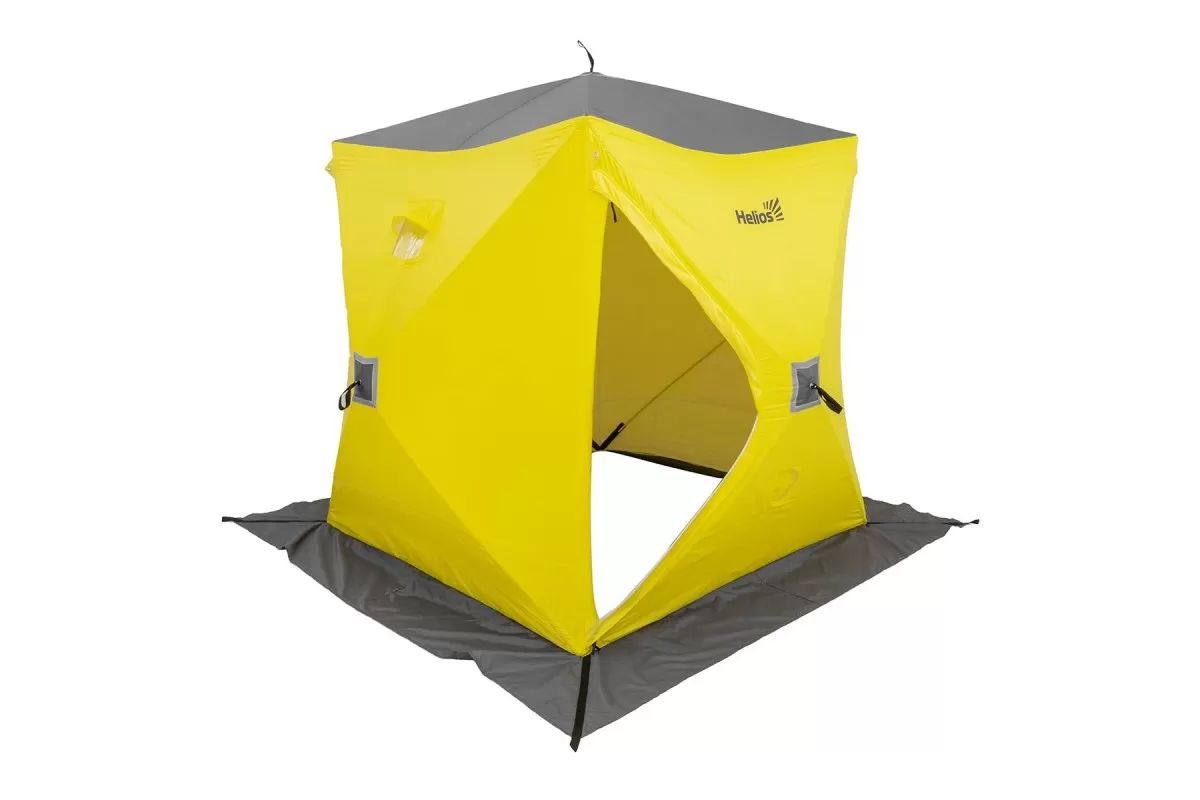 Палатка зимняя утепленная Куб Premium 1, 8х1, 8 желтый/серый (HS-WSCI-P-180YG) Helios