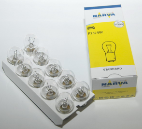 Автолампа 12-21/4 2-х контактная (смещенный цоколь) NARVA P21/4W (17881) (1шт.)