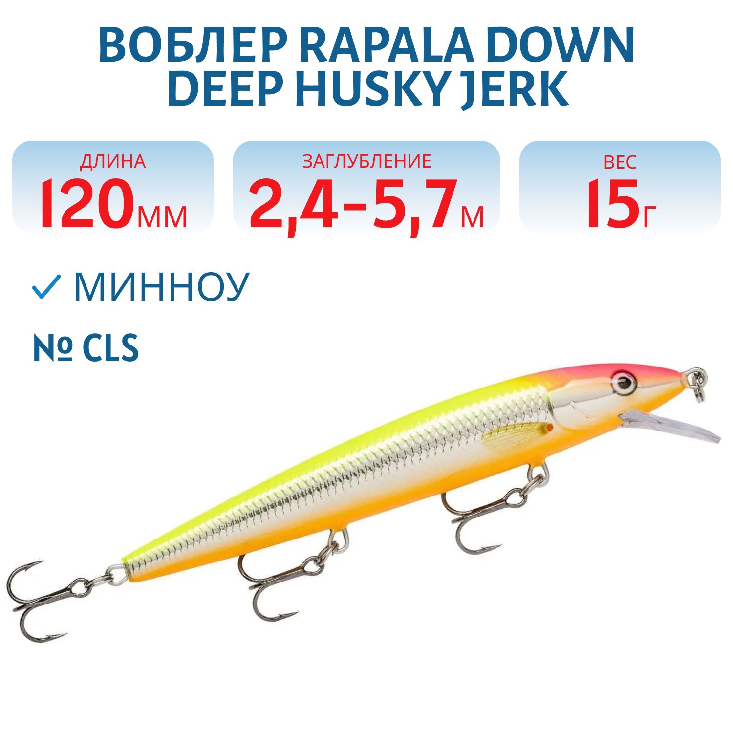 Воблер Rapala Down Deep Husky Jerk 12 /CLS