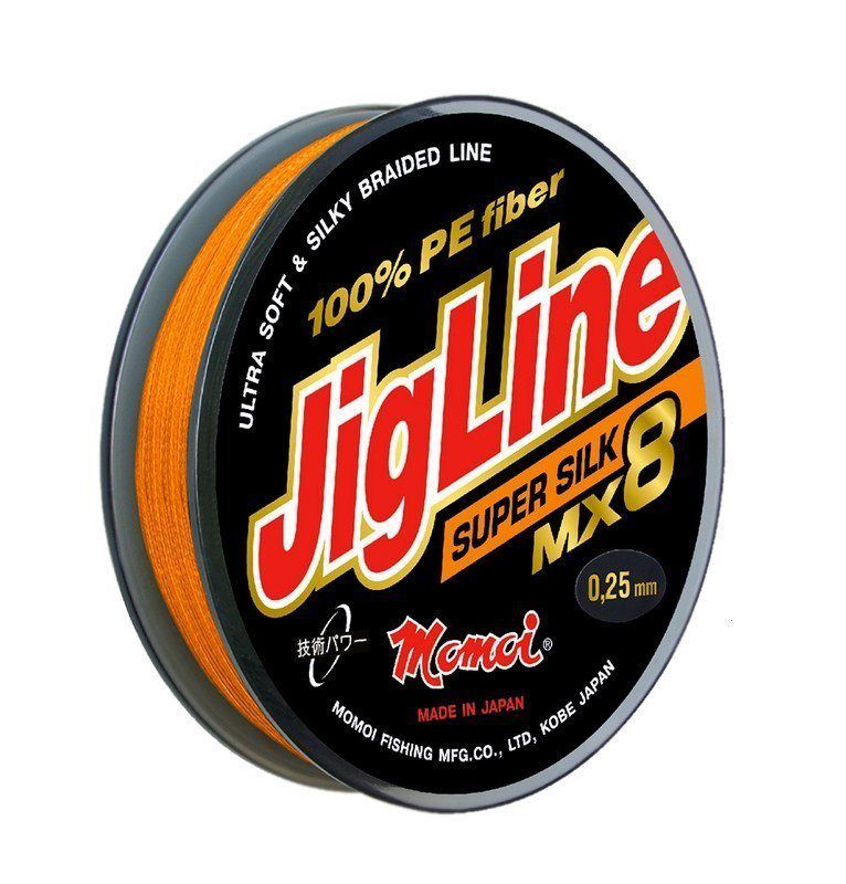 Шнур JigLine MX 8 Super Silk 0, 19 мм, 16 кг, 100 м оранжевый