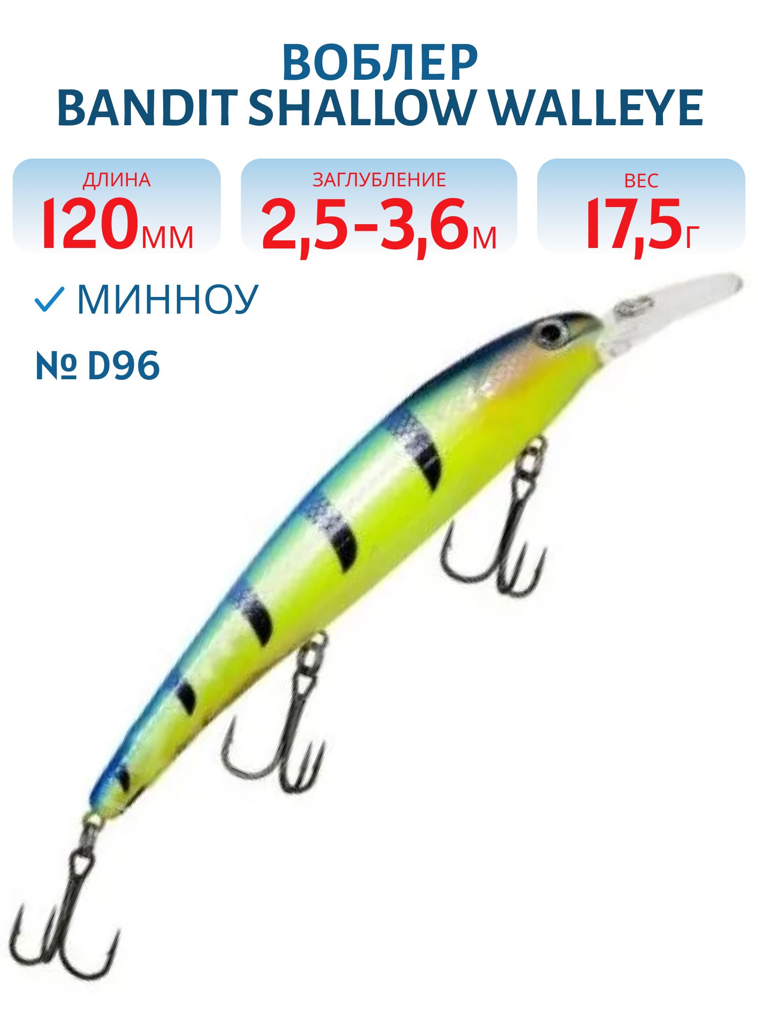 Воблер BANDIT SHALLOW WALLEYE D96
