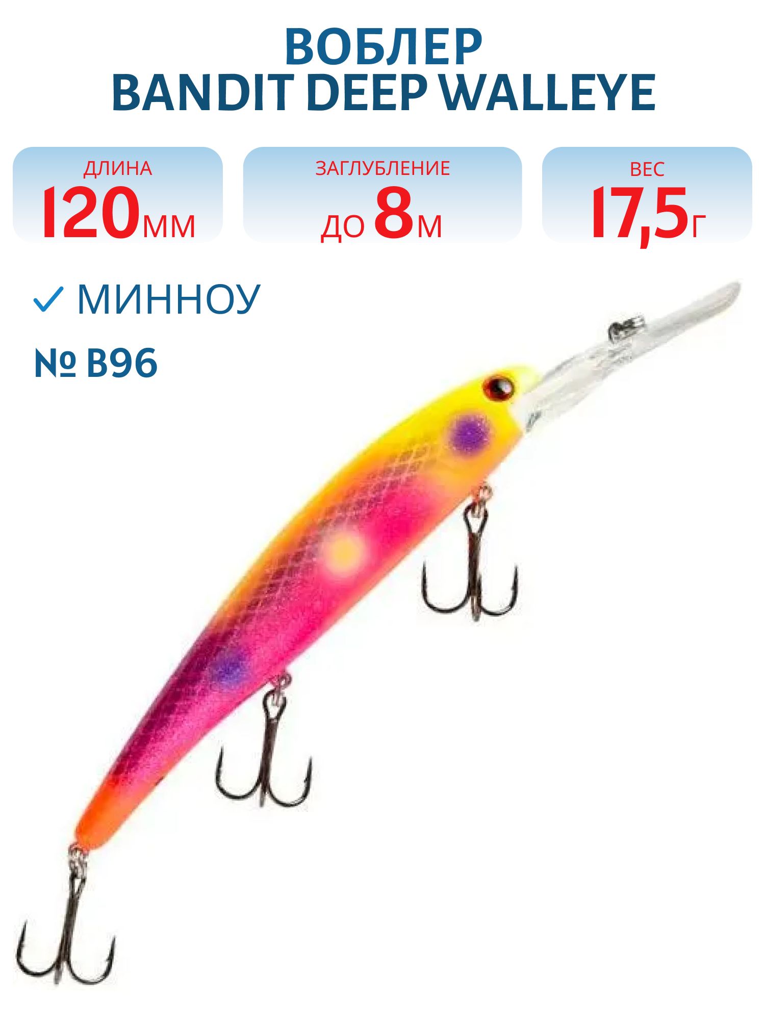 Воблер BANDIT DEEP WALLEYE B96