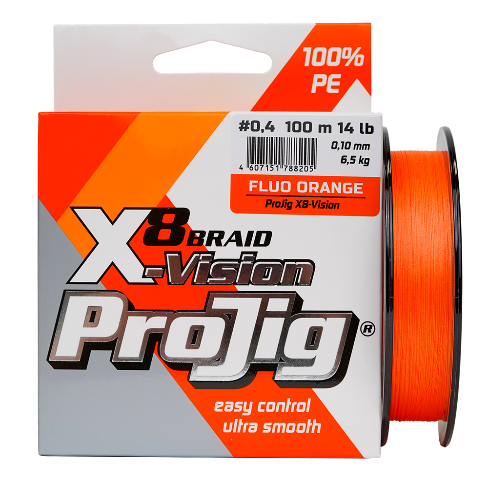 Шнур ProJig X8-Vision 0, 14 мм,  10, 0 кг,  150 м,  оранжевый
