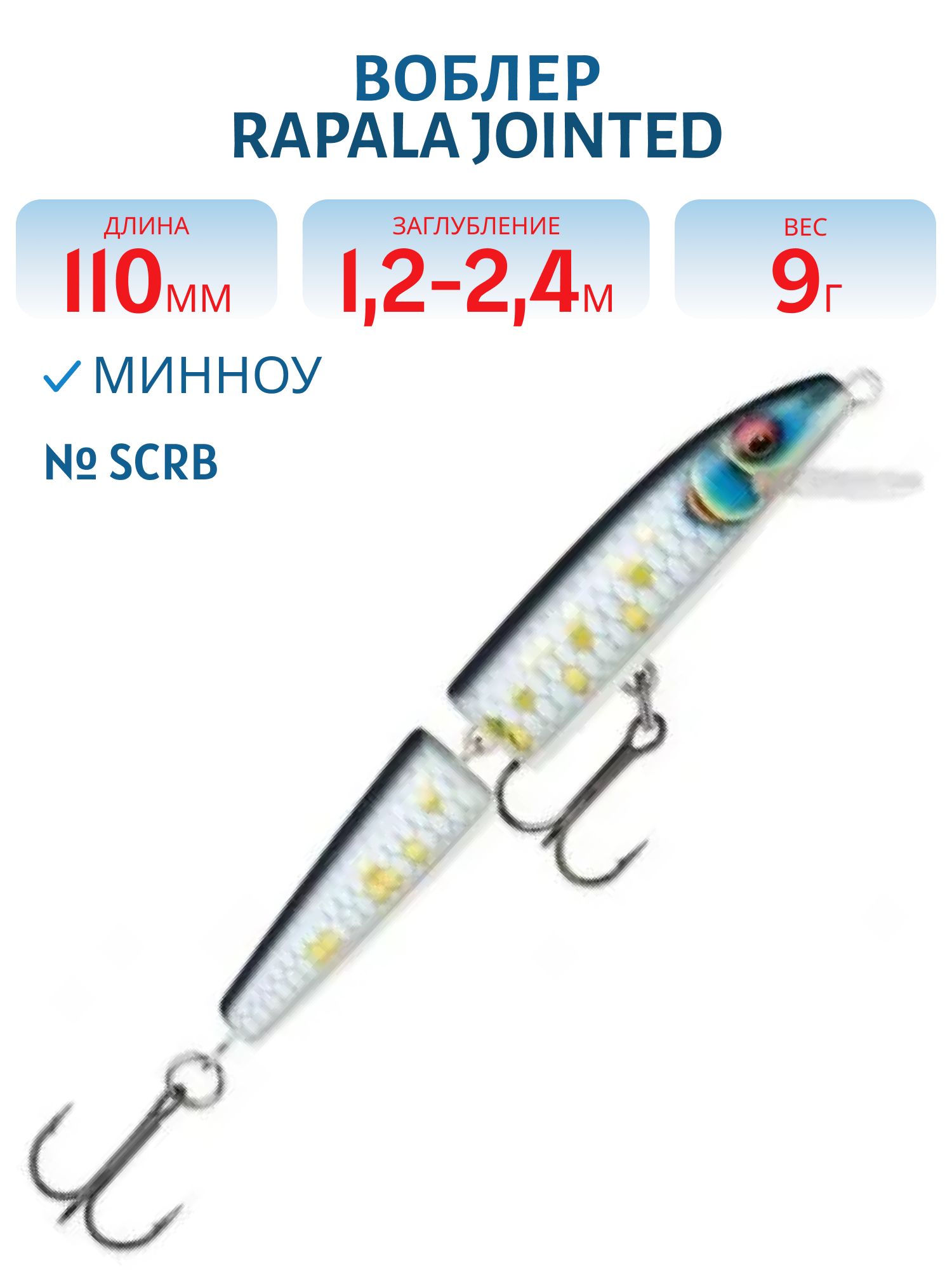 Воблер Rapala Jointed 11 /SCRB