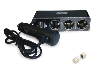 Разветвитель прикуривателя AVS CS313U (12/24V) 3 гнезда+USB