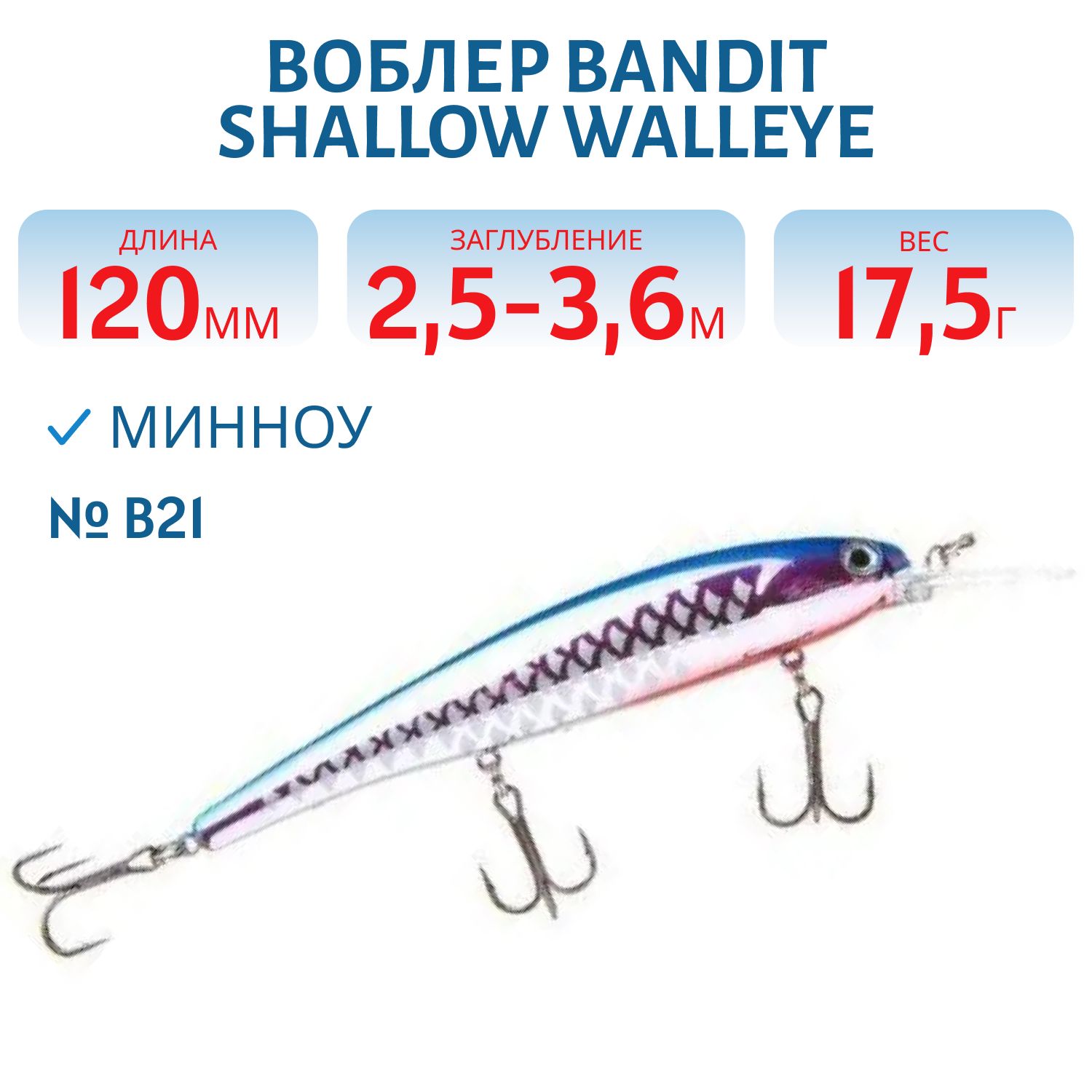 Воблер BANDIT SHALLOW WALLEYE B21