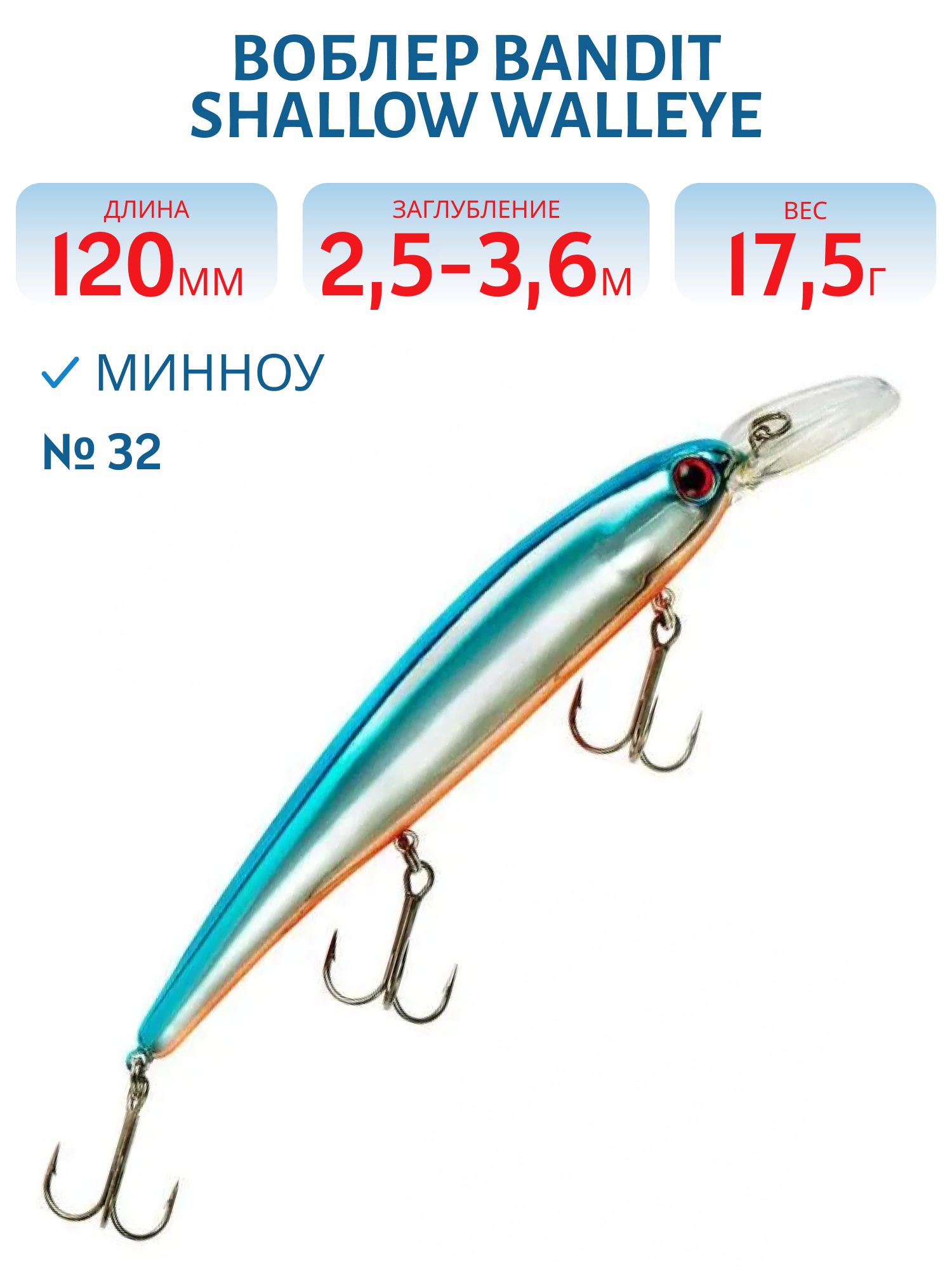 Воблер BANDIT SHALLOW WALLEYE 32