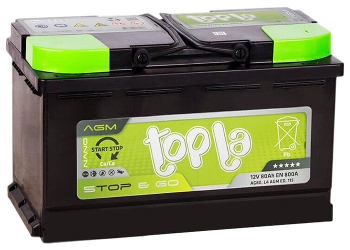 80 TOPLA AGM Stop&Go TAG80 Евро Аккумулятор зал/зар